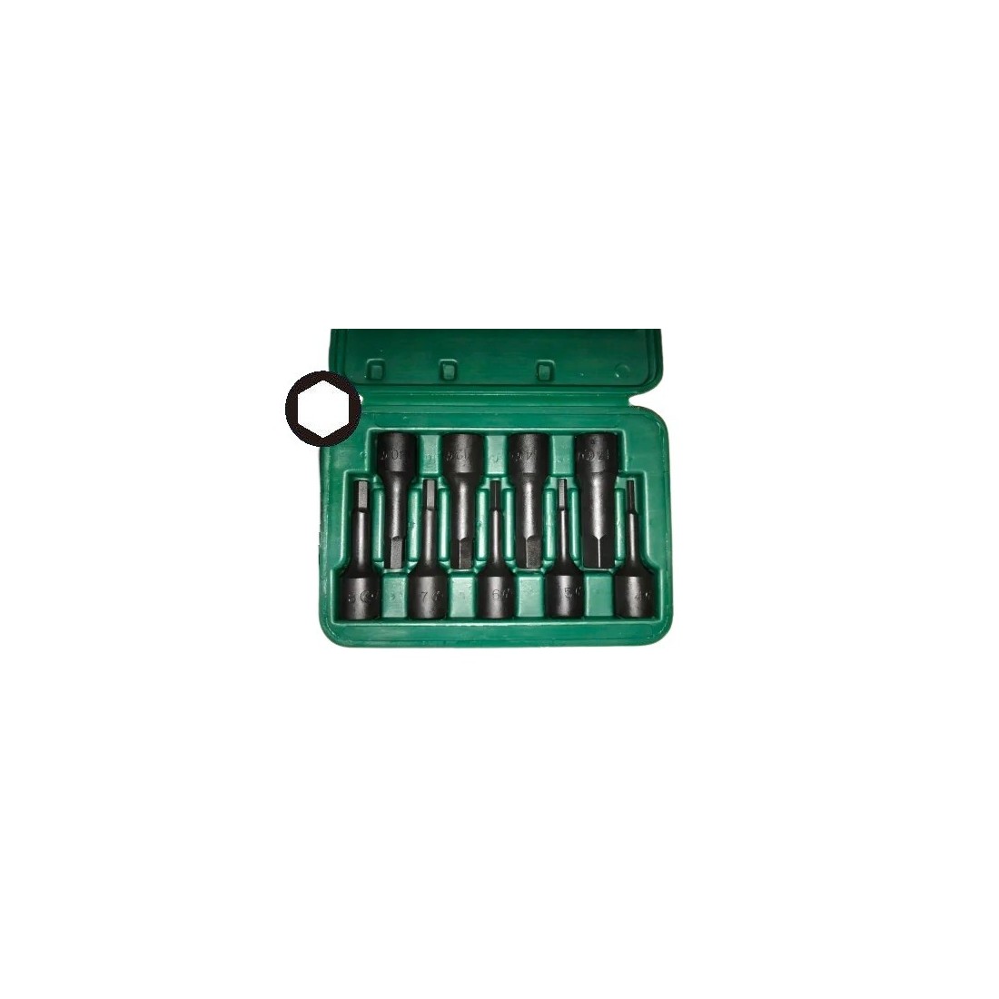 1/2" prailgintų galvučių su HEX antgaliais M4-M17 komplektas (9 vnt.) HANS (46016-9MB) — nuotrauka 1