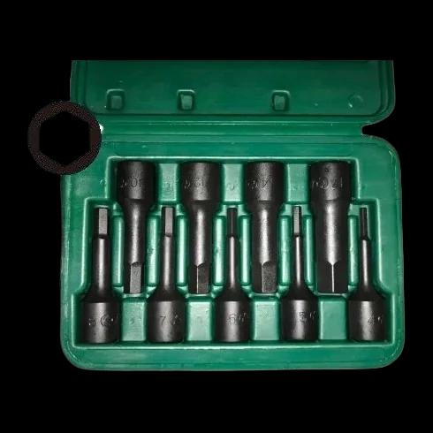 1/2" prailgintų galvučių su HEX antgaliais M4-M17 komplektas (9 vnt.) HANS (46016-9MB) — nuotrauka 1