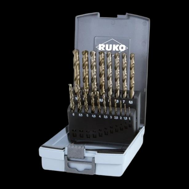 Grąžtų met.rink. DIN338 HSSE-Co5 1.0-10.0mm (19vnt.) RUKO (215214RO)