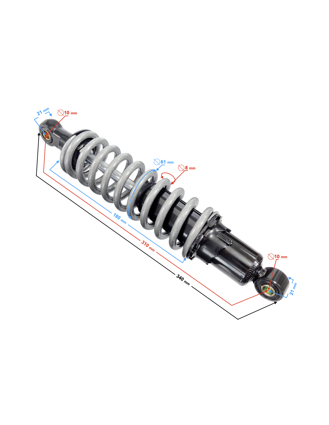 Amortizatorius aukštis tap ašių 310mm PENTORA