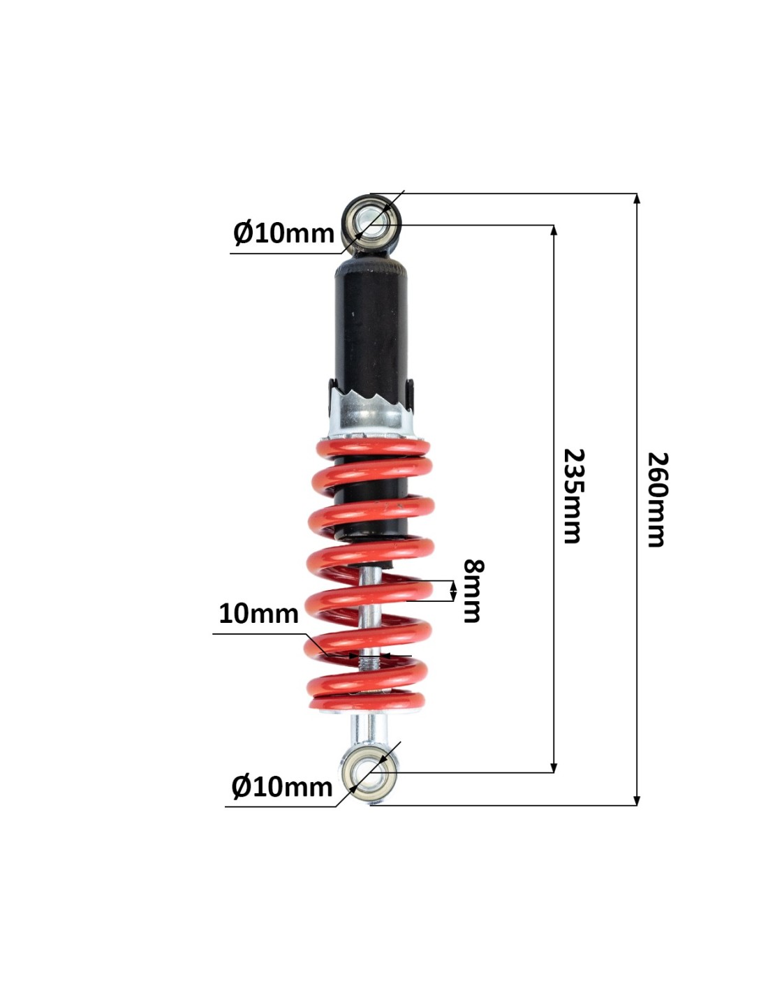 Amortisaatori kõrgus telgede vahel 235mm vedru 8mm