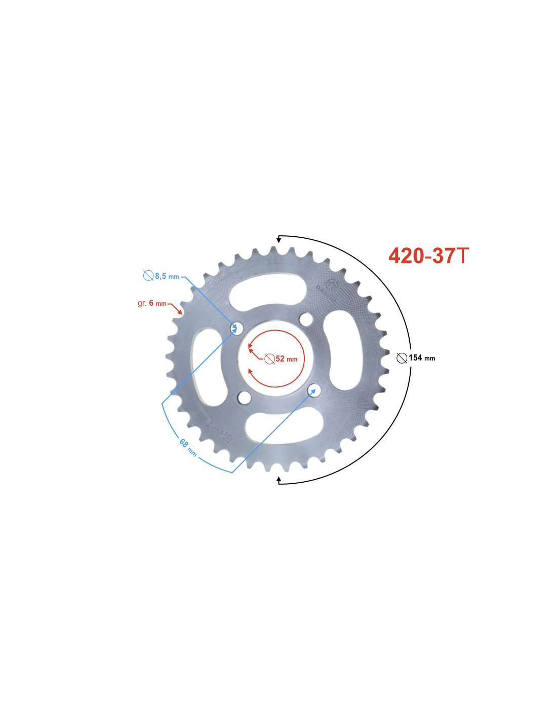 Žvaigždė galinė 420 37T D52mm