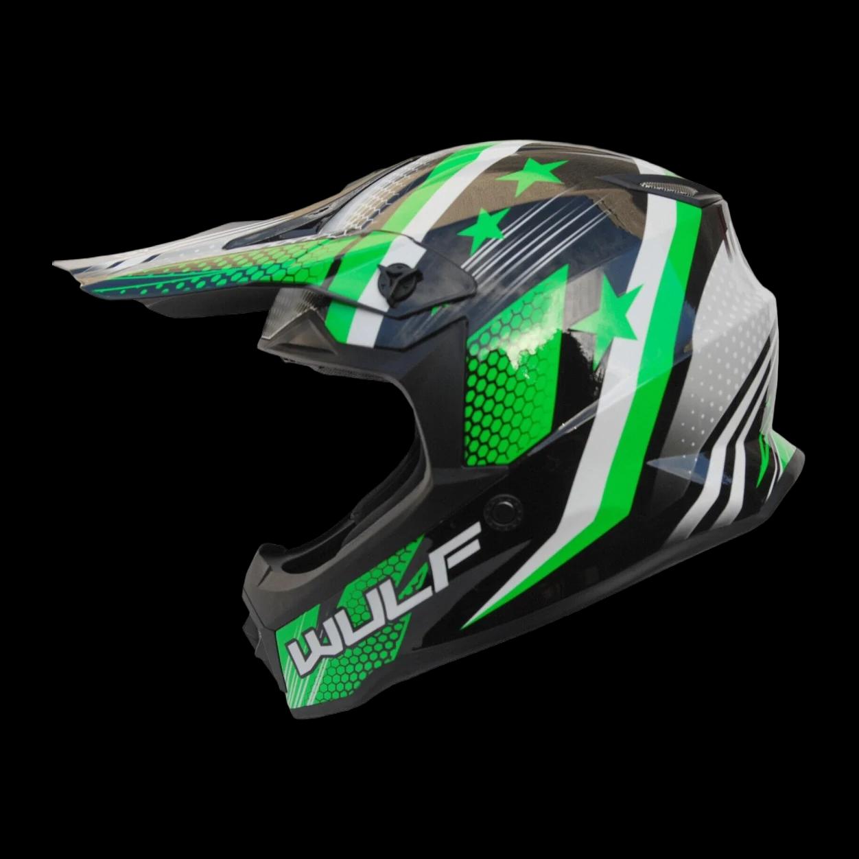 Šalmas M/X WULFSPORT OFFROAD ICONIC vaikiškas žalias