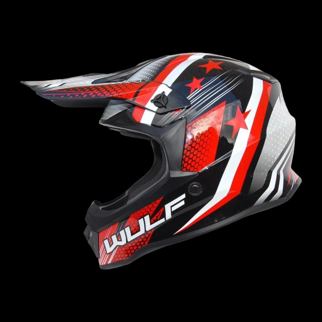 Šalmas M/X WULFSPORT OFFROAD ICONIC vaikiškas raudonas S — nuotrauka 1