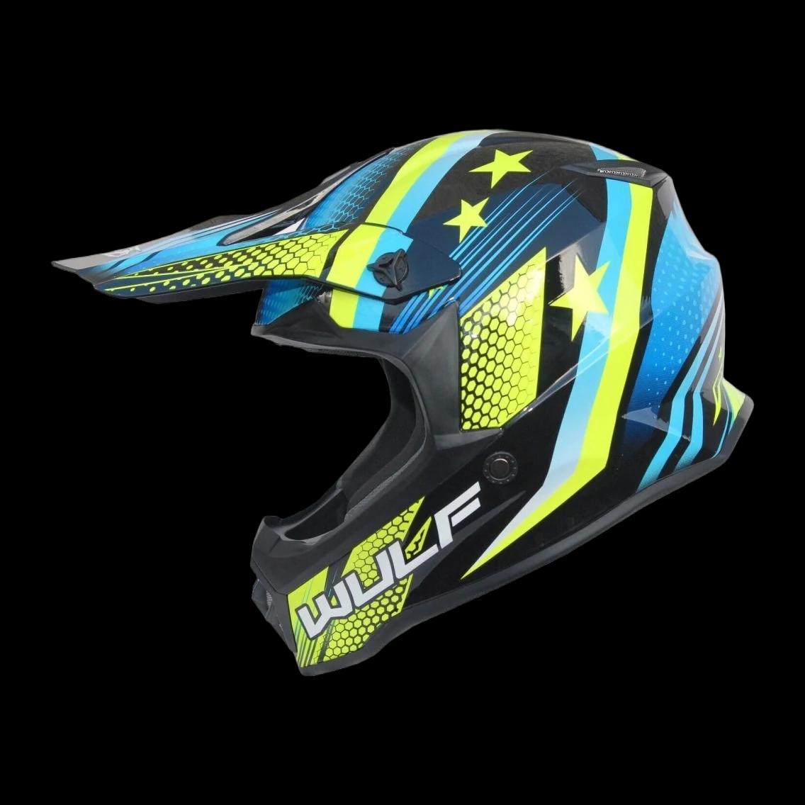Šalmas M/X WULFSPORT OFFROAD ICONIC vaikiškas geltonas L — nuotrauka 1