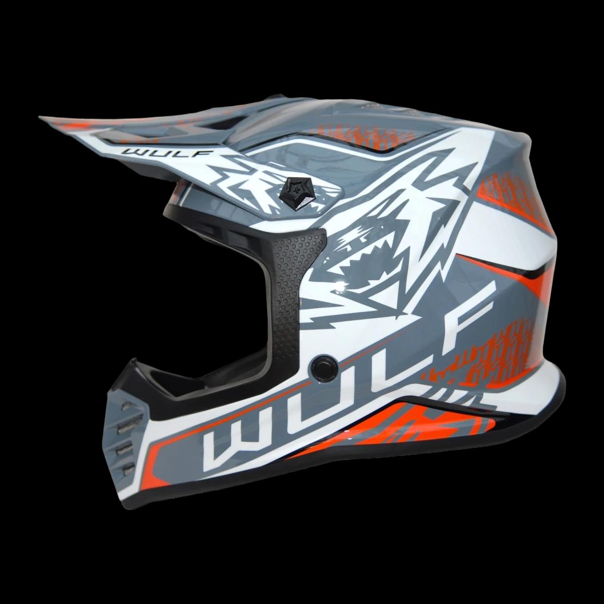 Šalmas M/X WULFSPORT OFFROAD AIR-X vaikiškas oranžinis XL — nuotrauka 1