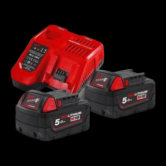 Akumuliatorių ir įkroviklio komplektas M18NRG-502 MILWAUKEE