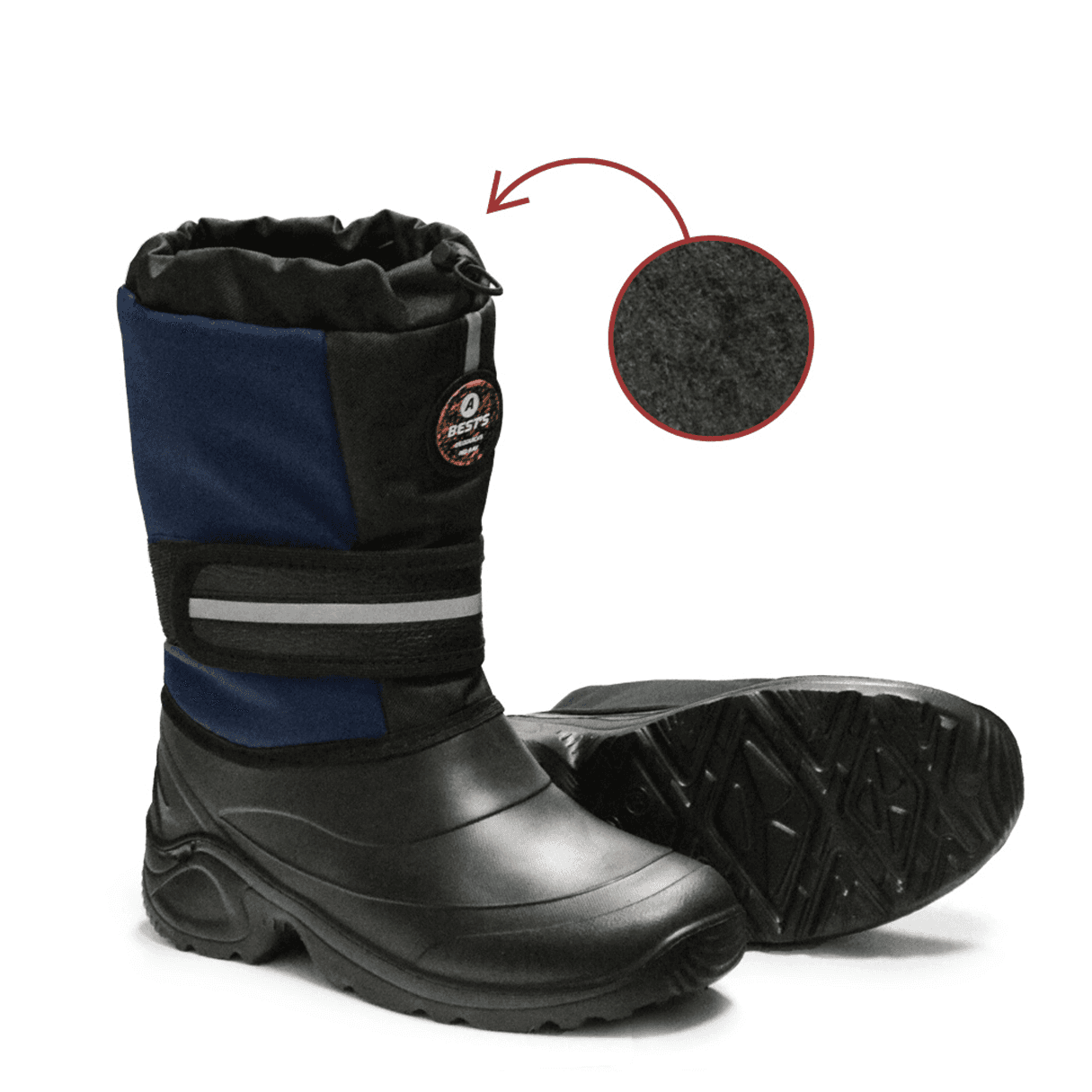 Mėlyni pašiltinti guminiai batai su velcro