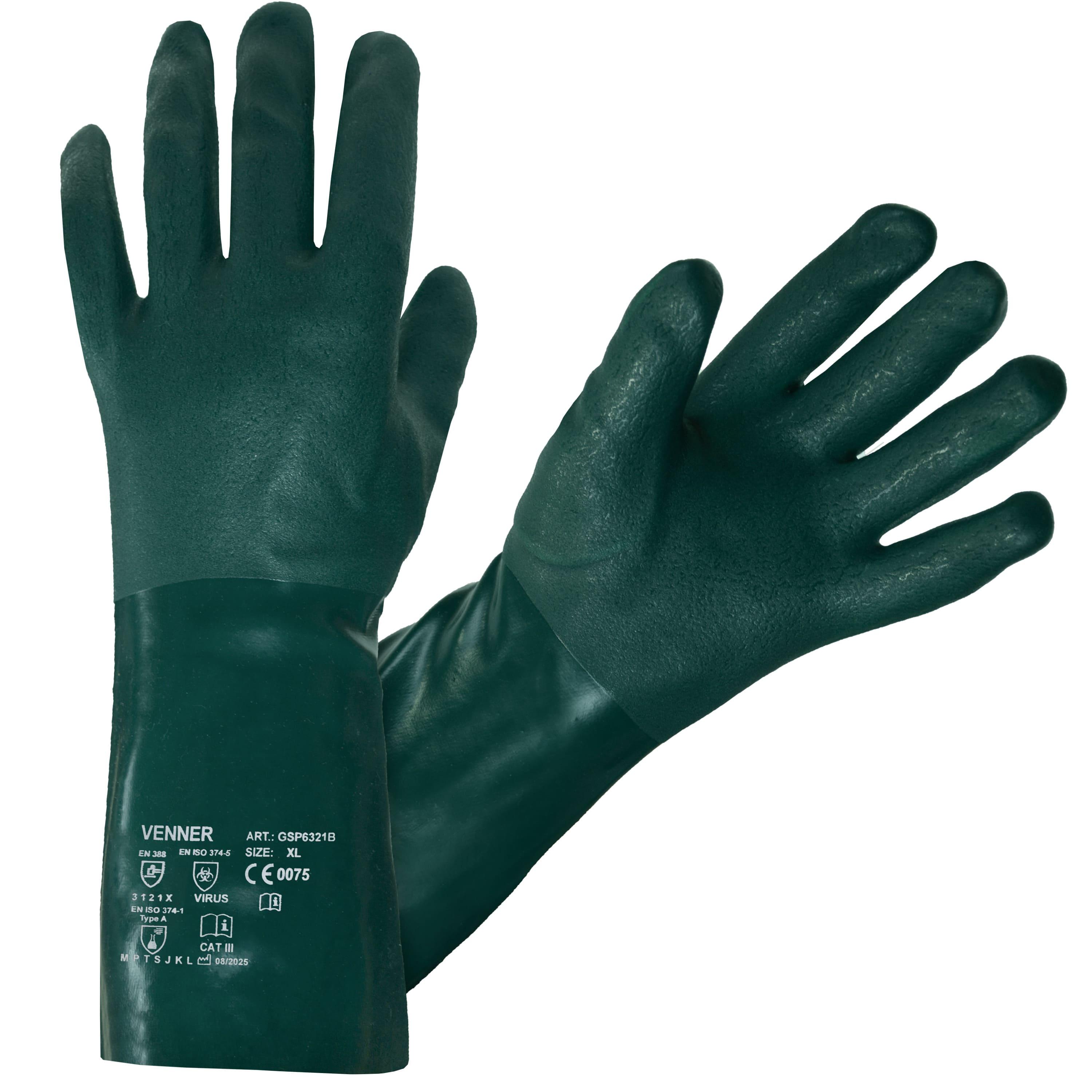 PVC Žalios Darbo Pirštinės 35 cm — nuotrauka 1