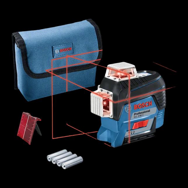Linijinis lazerinis nivelyras vidaus darbams BOSCH GLL 3-80CG (raudonas)