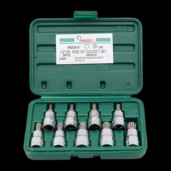 1/2" galvučių su RIBE antgaliais M5-M14 komplektas (9 vnt.) HANS (46029-9) — nuotrauka 1