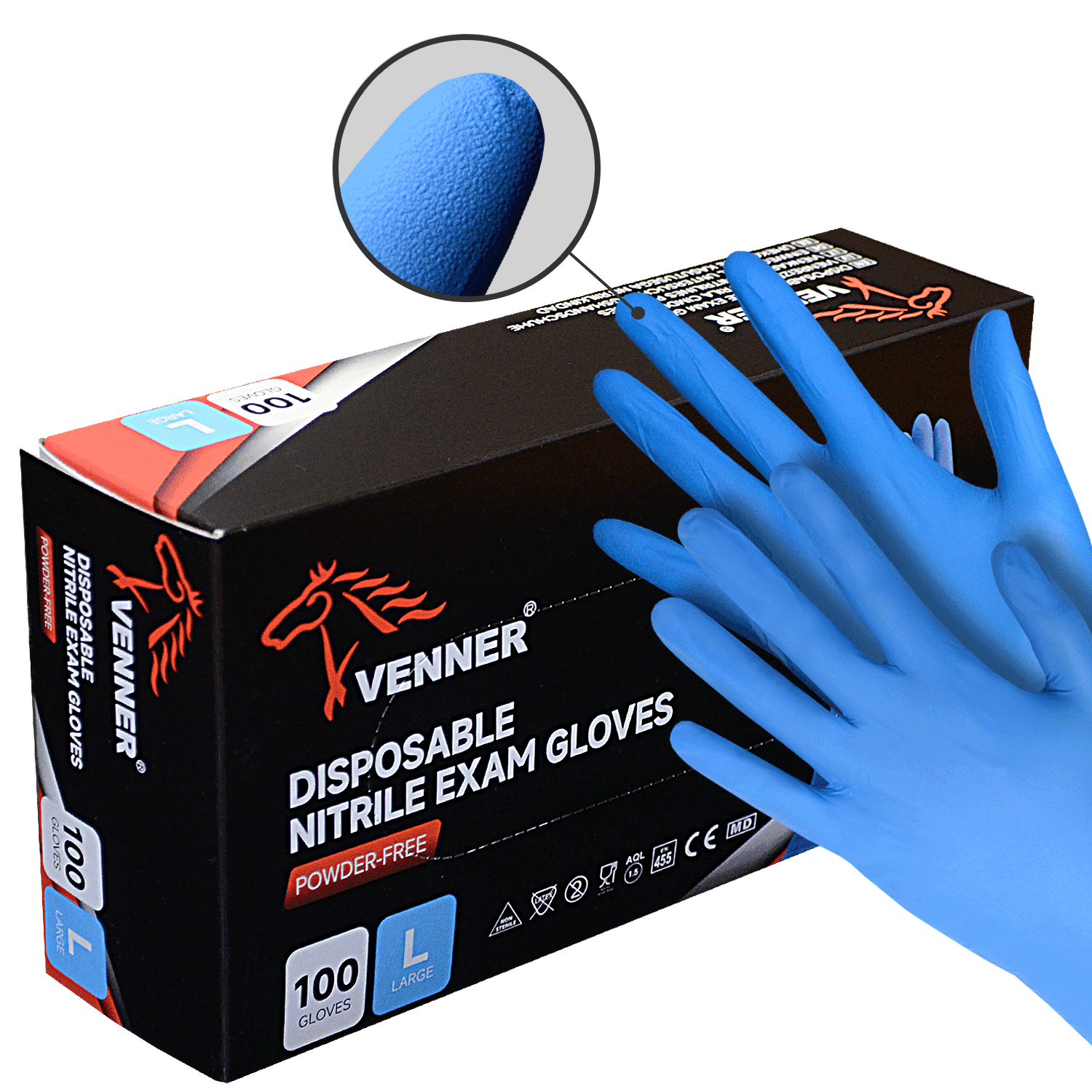 Vienkartinės mėlynos nitrilinės pirštinės 4.5g (100vnt.)
